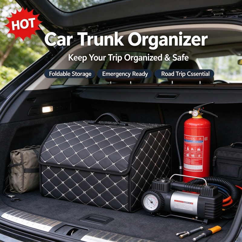 Car Trunk Organizer Foldable Storage Box - Foldable PU Leather Car Trunk Storage