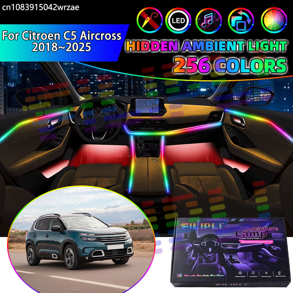 Led Ambient Interior Car Lights App Control - For Citroen C5 Aircross 2018~2025 MK1